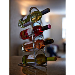 Hahn Pisa Metal Wine Rack, Chrome, 4 Bottle